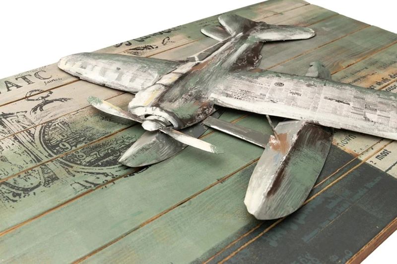 Vancy Arts Hammered Galvanized Fighter Plane Brings The Art Piece to Life Hammered Galvanized Hand Made 3D Metal Wall Art