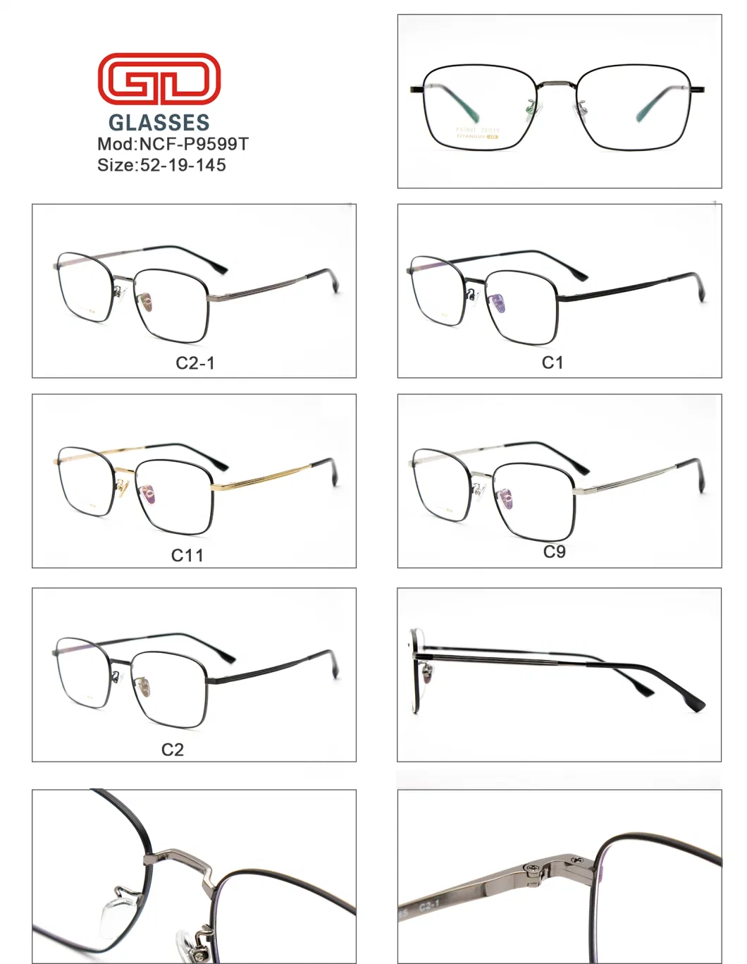 Fw21 Classic Men Style Oval Shape Extreme Light Titanium Optical Frames